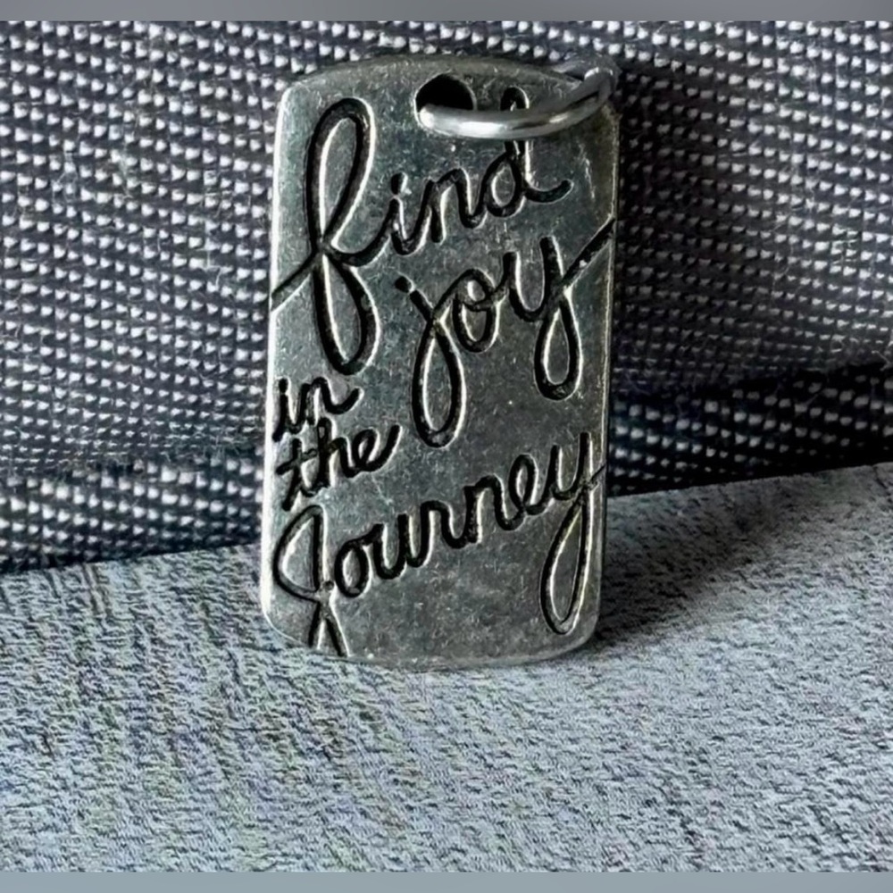 Engraved 'Find Joy in the Journey' Silver Toned Pendant Tag